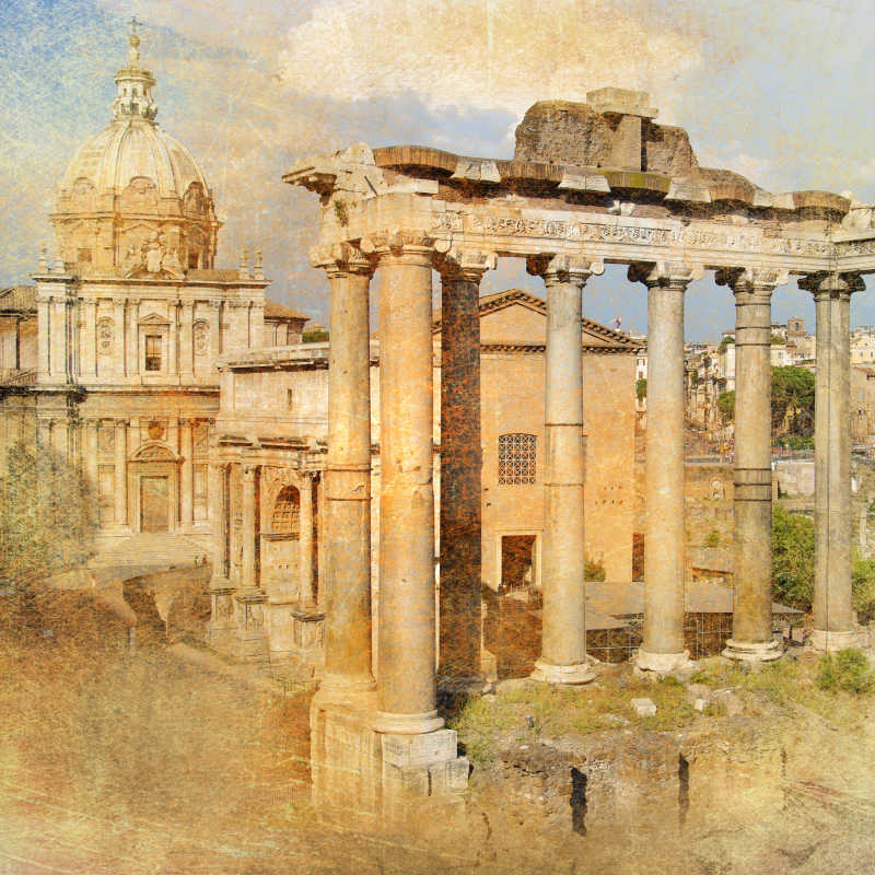 复古风格的罗马城镇