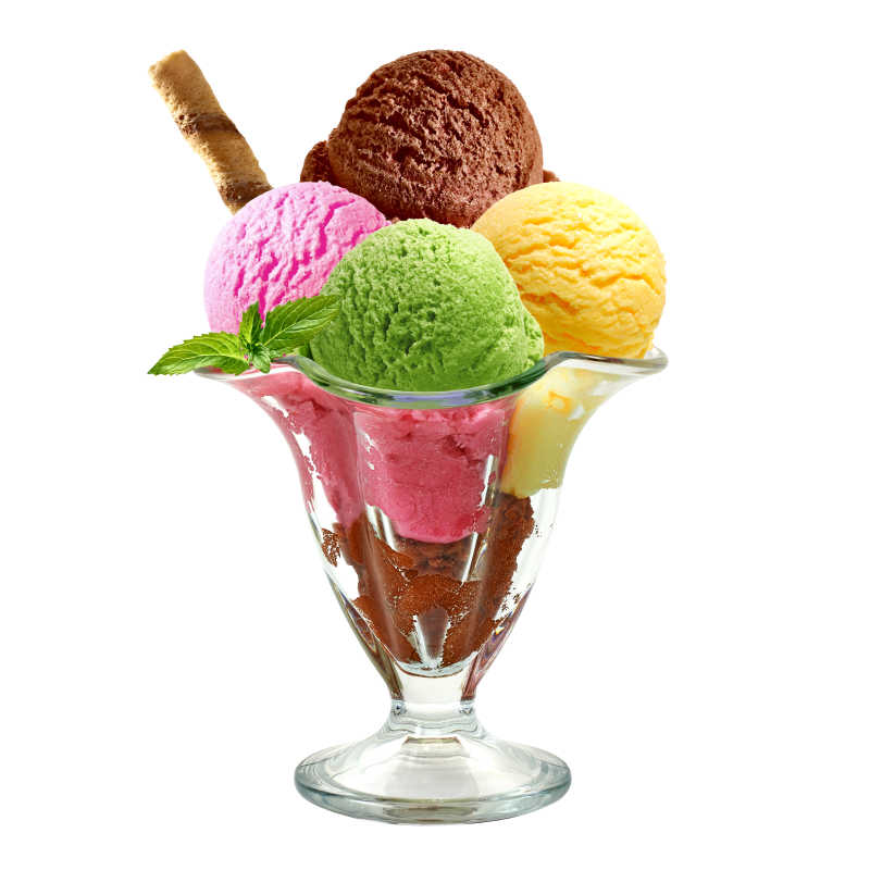 美味的各种口味的冰淇淋球
