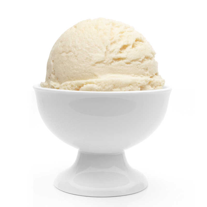 美味的白碗里的香草冰淇淋