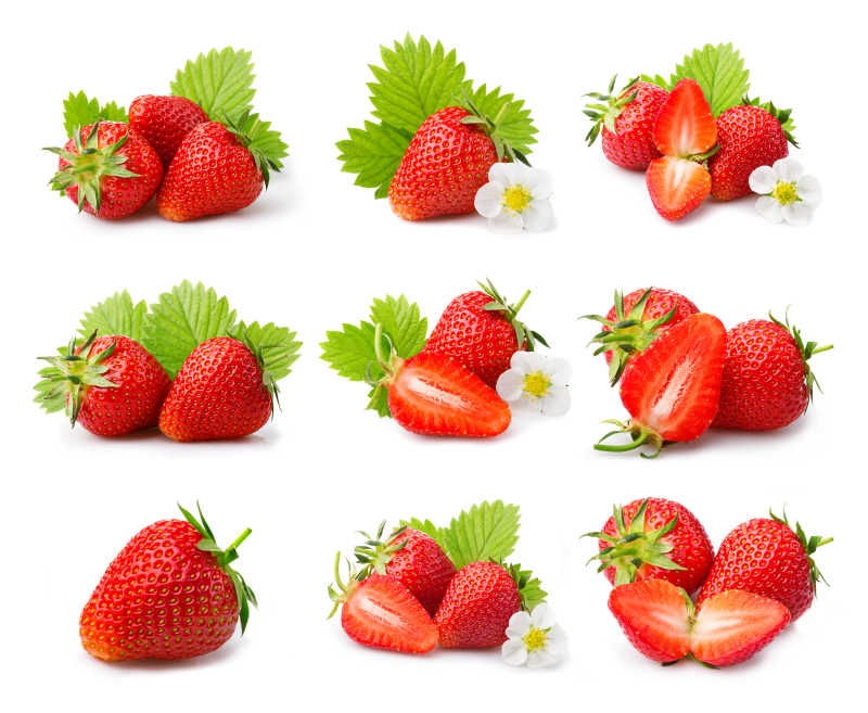 一组成熟的草莓拼贴
