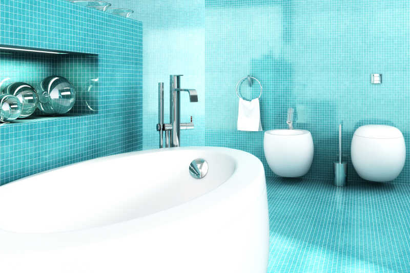 现代绿色背景浴室设计