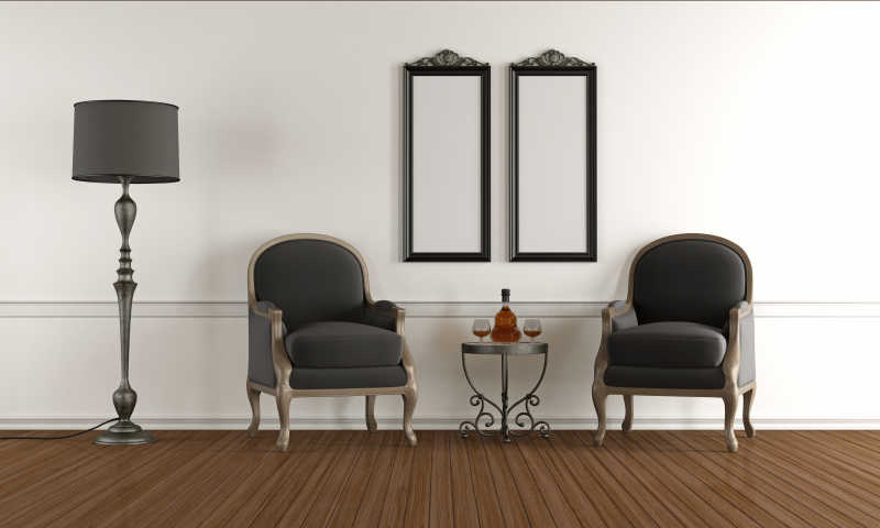 黑白色经典的客厅室内设计