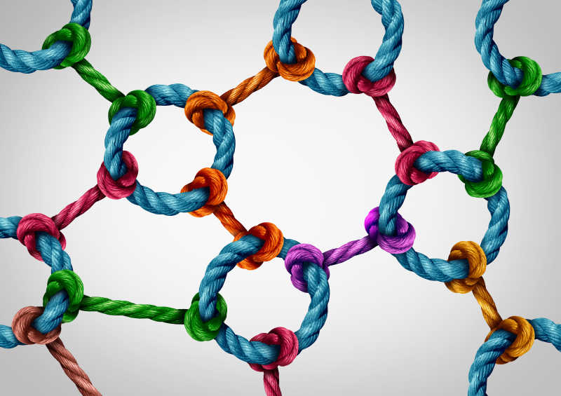 彩色的互相连接的绳索