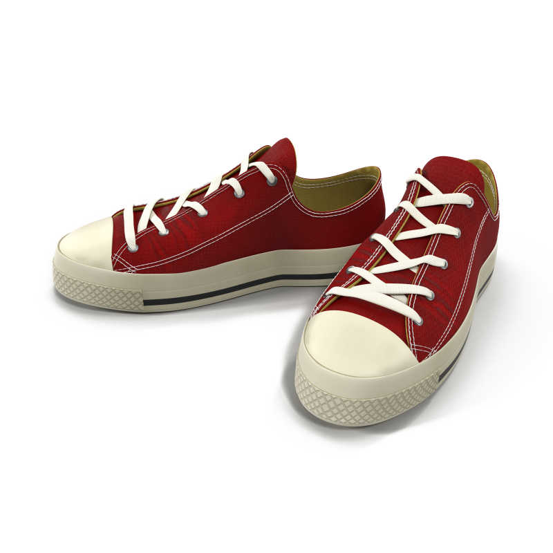 白色背景上的红色男鞋运动鞋