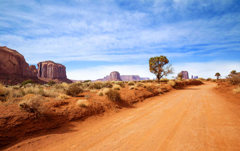 石漠风景中的红土路