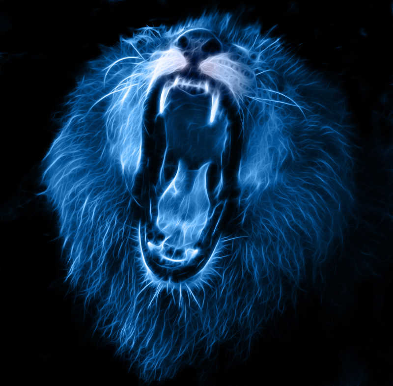蓝色虚拟狮子