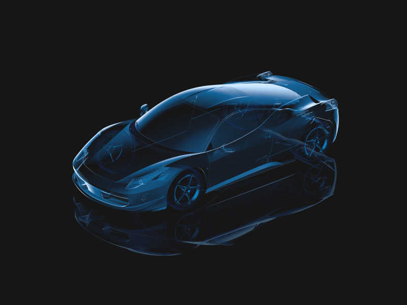 3D渲染透明未来的豪华跑车