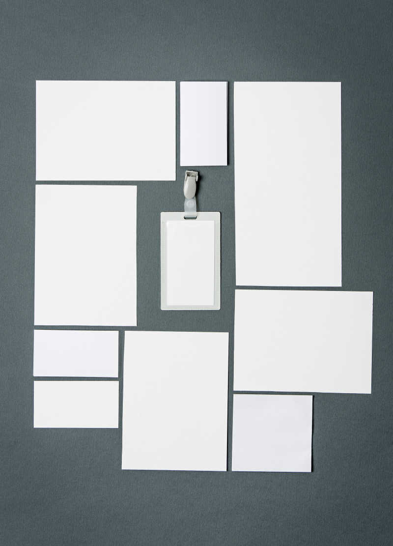灰色背景下的商业用品设计空白模板