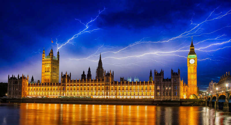 闪电下的伦敦景色