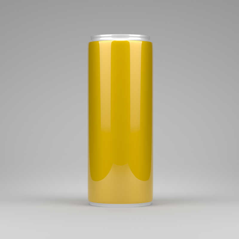 黄色铝制苏打水饮料罐