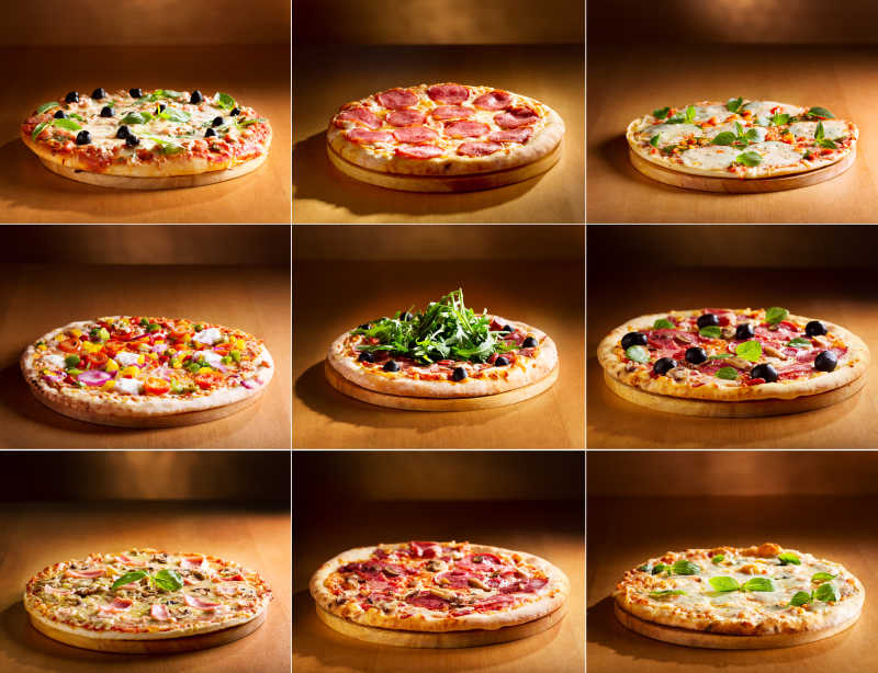 9种不同口味的披萨