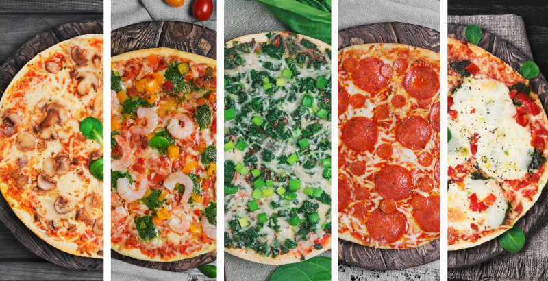 五种不同口味的披萨