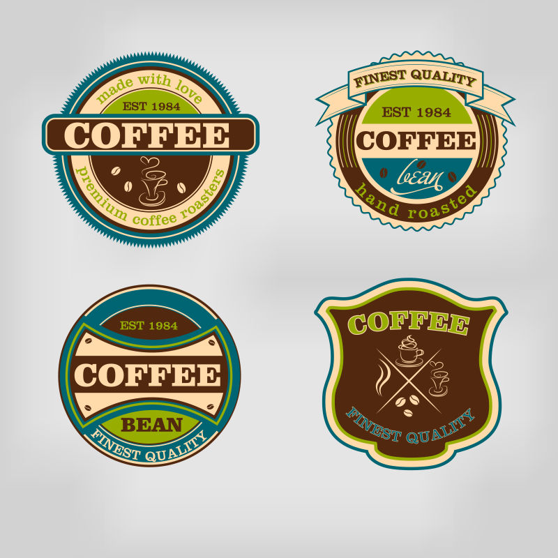 复古咖啡屋徽章矢量设计