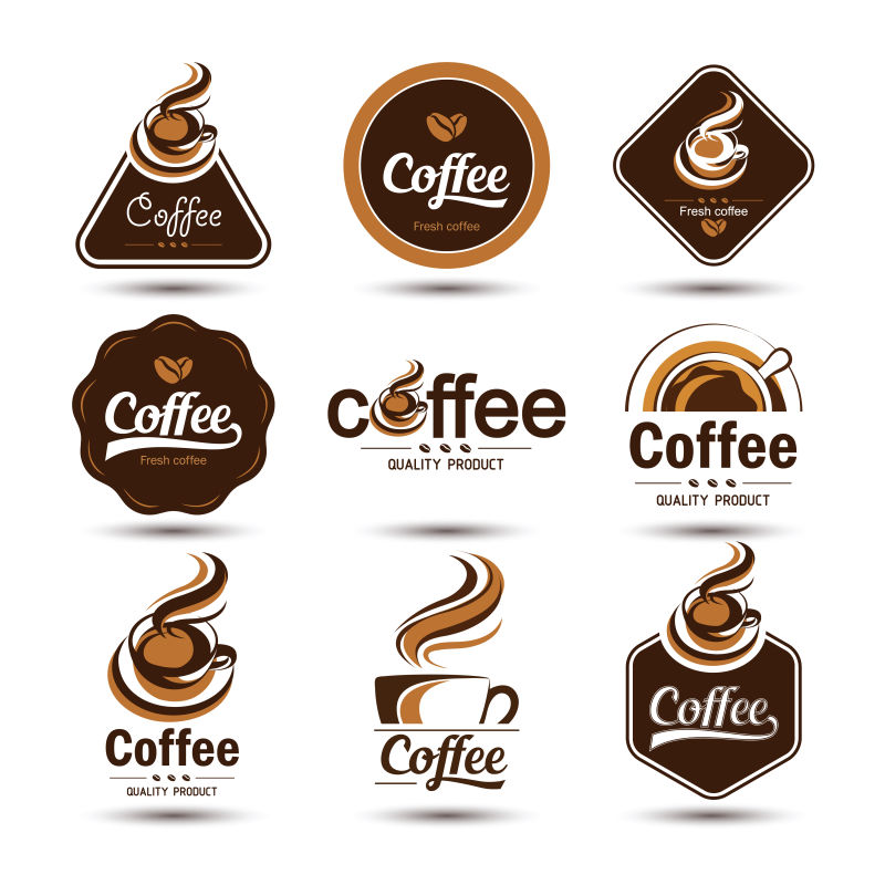 咖啡主题标签矢量设计