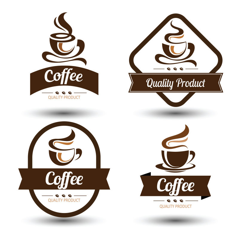 咖啡杯形状标签矢量设计