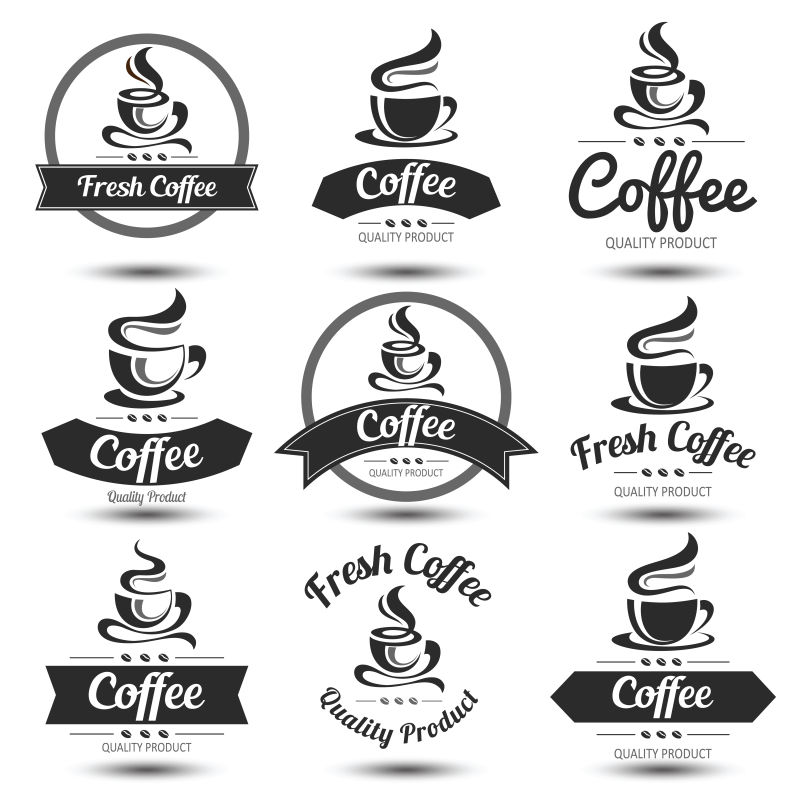 咖啡徽章和标签矢量设计摸吧