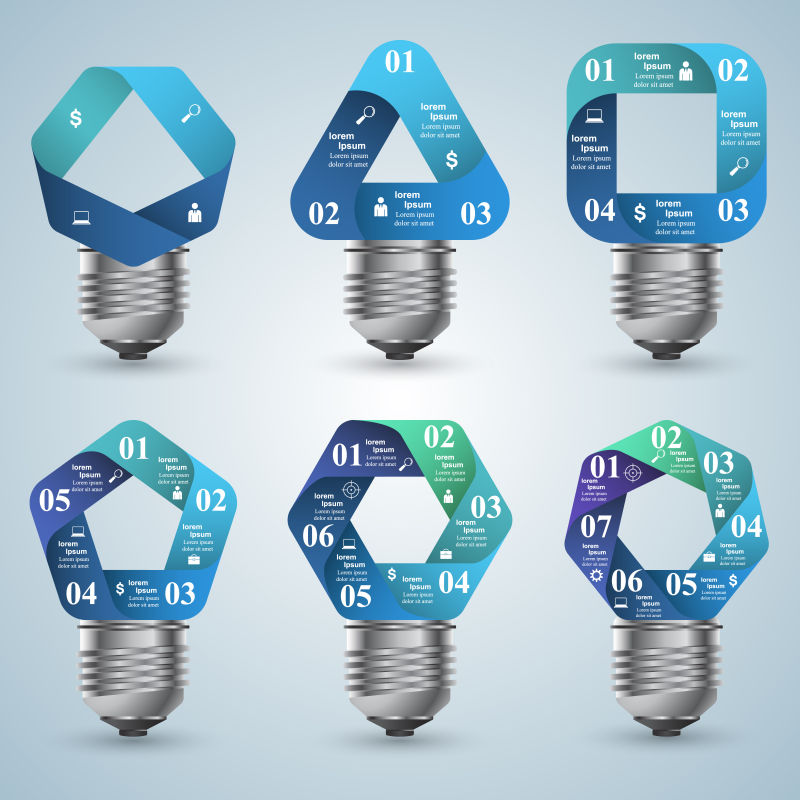 电灯概念的信息图表矢量设计模板