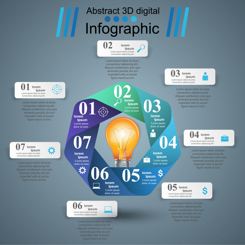 抽象的电灯概念信息图表矢量设计模板