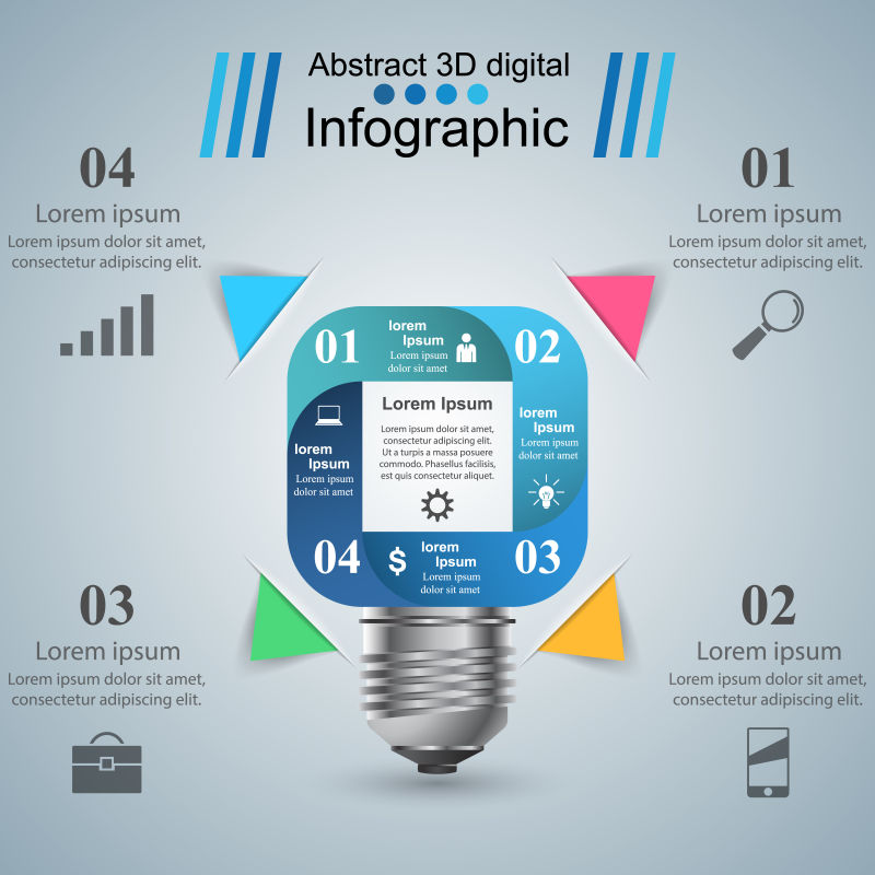 灯泡主题信息图表设计模板