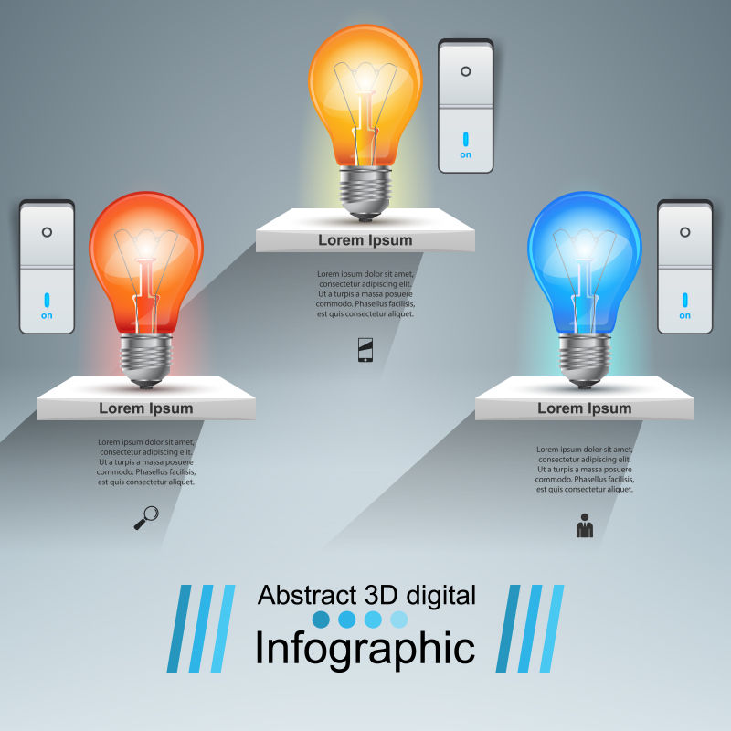 彩色电灯概念信息图表矢量设计模板