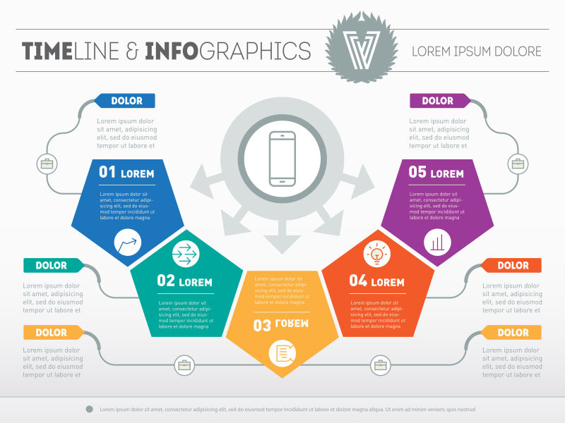 彩色向量几何的矢量信息图表模板