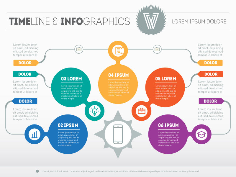 彩色信息图表的设计矢量模板