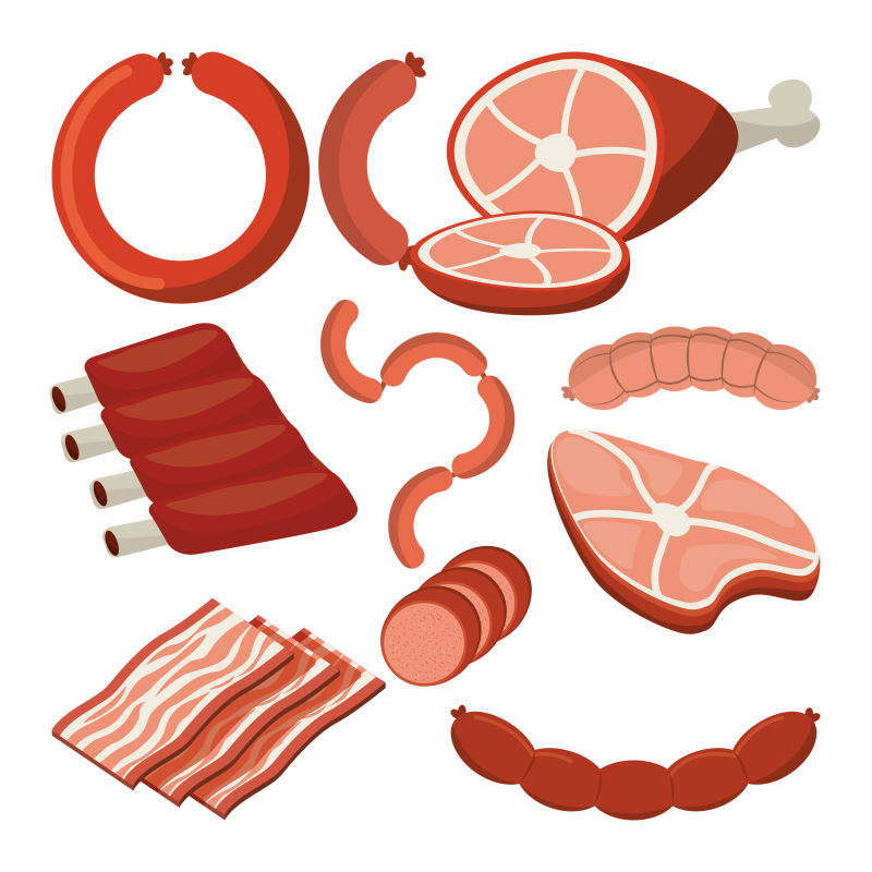 矢量肉制品插画