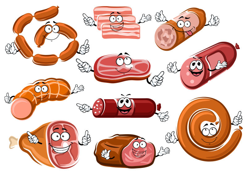 矢量的猪肉制品插画