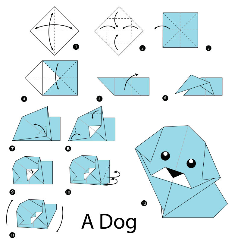 矢量折纸小狗的步骤图解