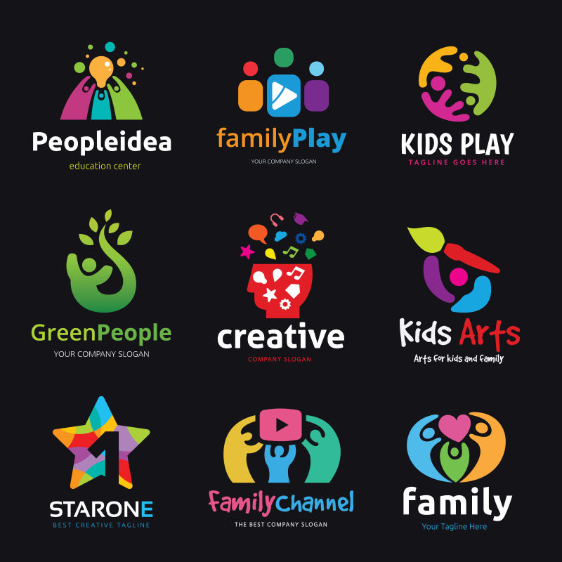 矢量创意家庭教育标志设计