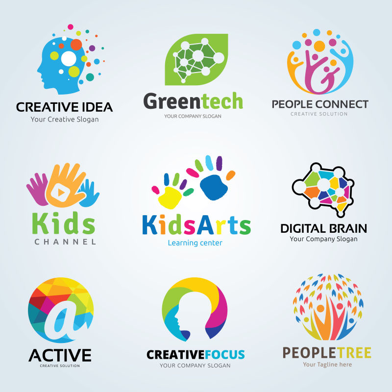 矢量创意儿童教育创意图标设计