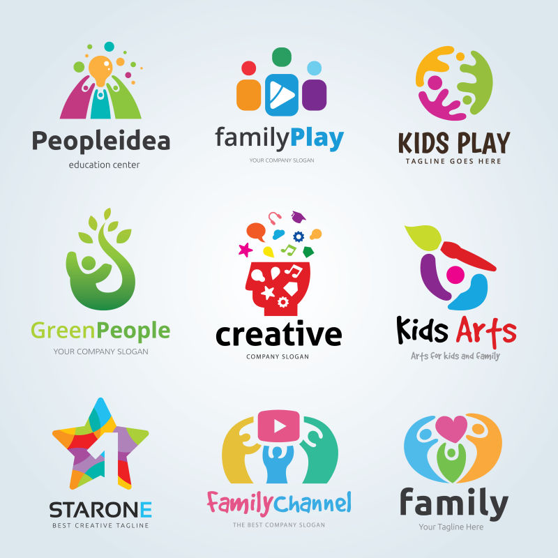 矢量家庭相关的创意图标设计