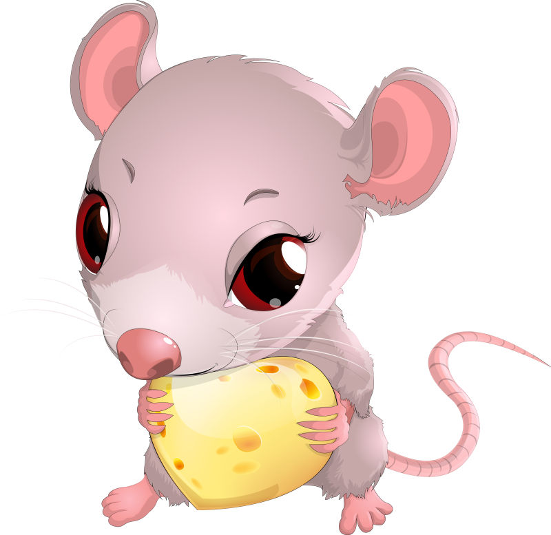 卡通矢量可爱老鼠夹奶酪