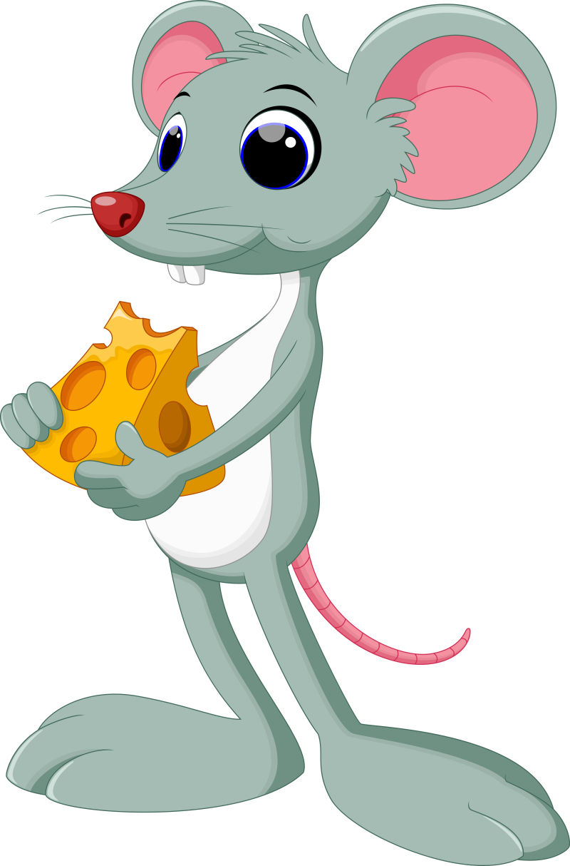 矢量卡通爱吃奶酪的老鼠的插图