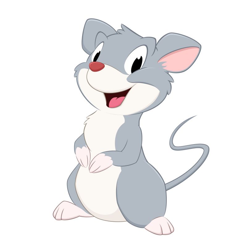 可爱的灰色老鼠矢量插图