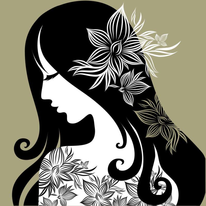 创意矢量女人与花卉装饰插图