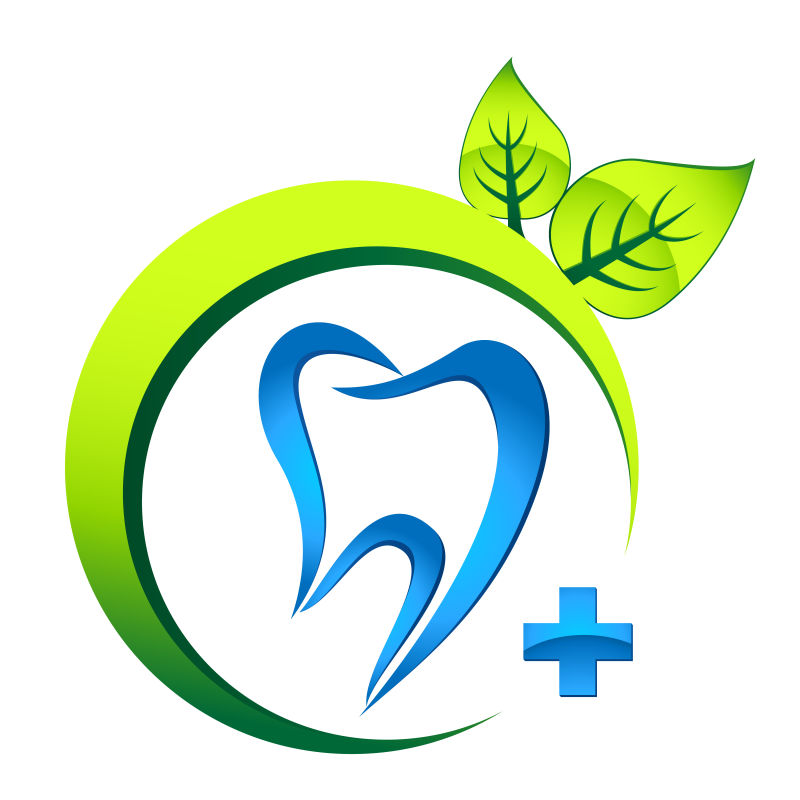 健康保护牙齿概念的矢量标志设计