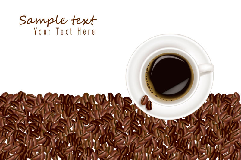 矢量密集的咖啡豆和咖啡背景