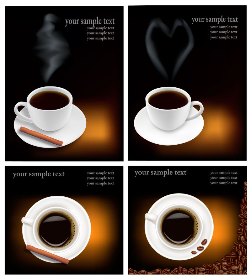 四种咖啡背景矢量图