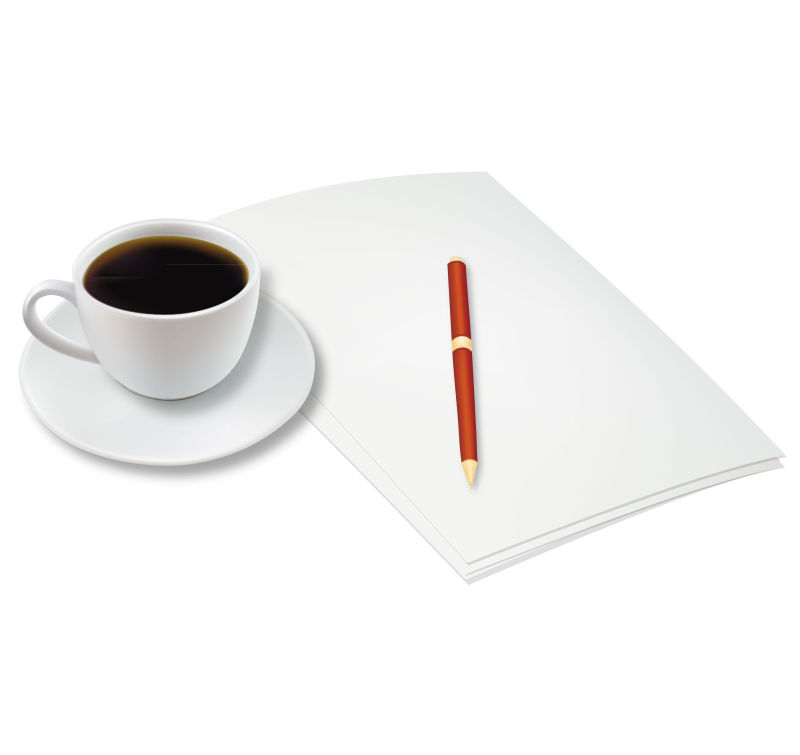 咖啡杯和笔记本矢量背景