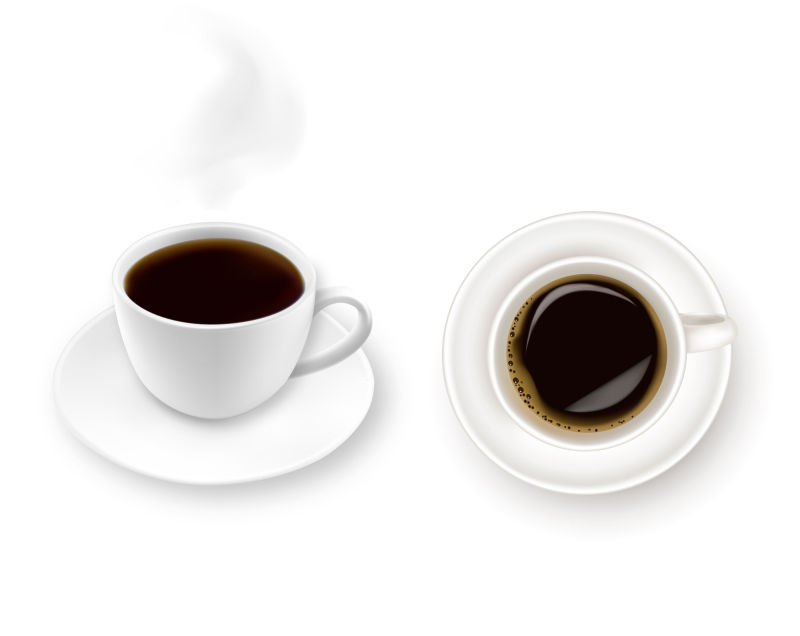 白色背景上两杯咖啡矢量图