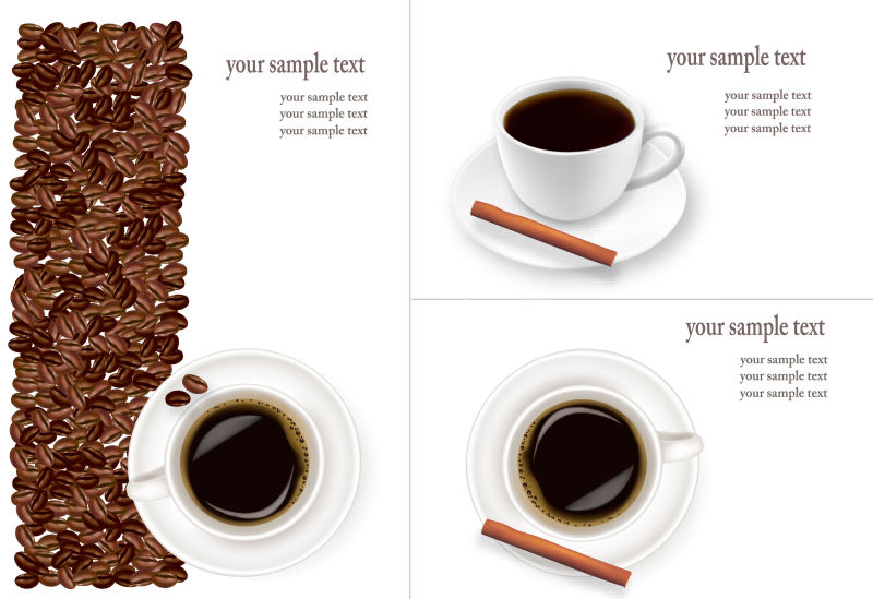 三种矢量咖啡设计图案背景