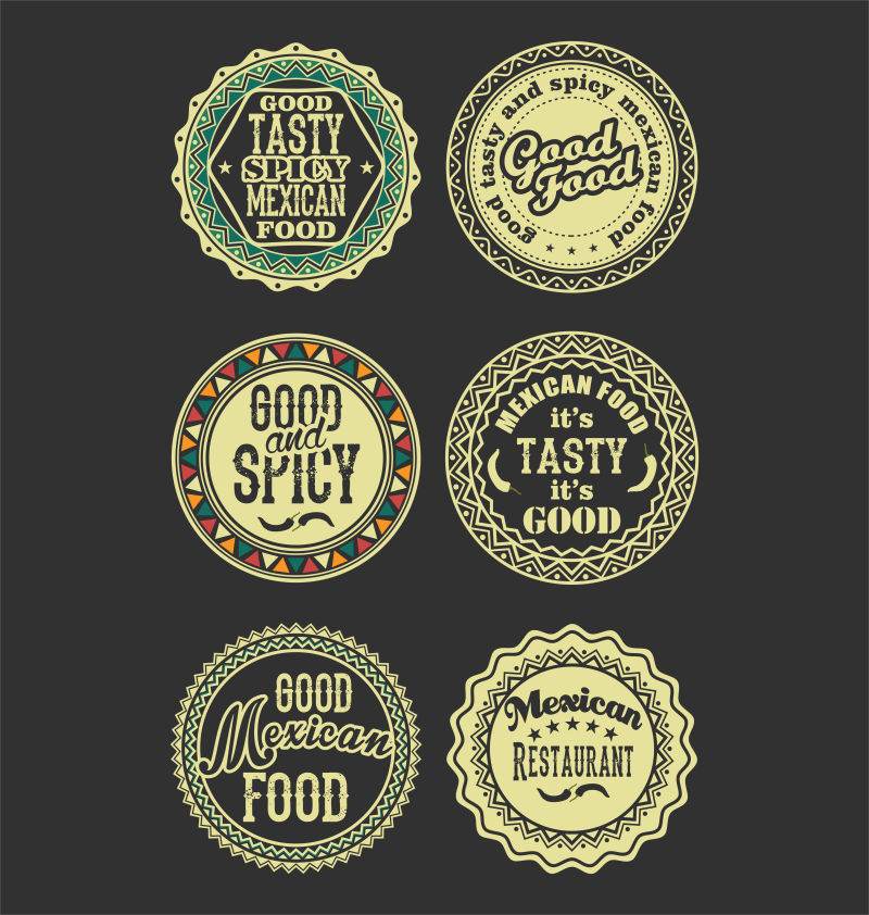 创意墨西哥美食标签设计矢量插图