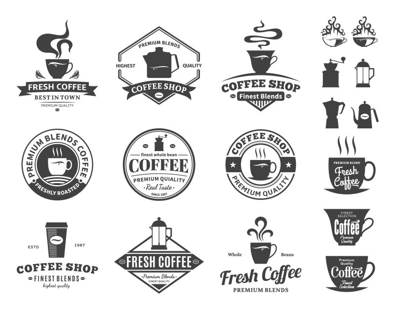 咖啡店宣传标签矢量设计模板