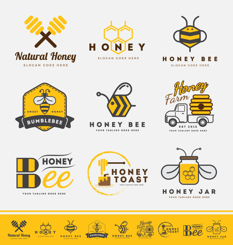 蜂蜜主题矢量商标