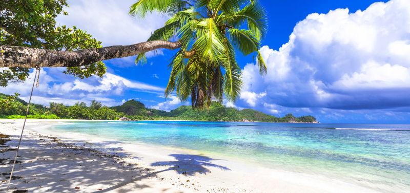 美丽的塞舌尔岛海滩景色