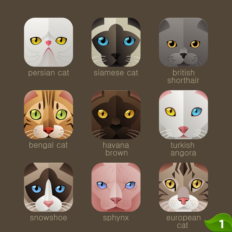 创意矢量猫科动物脸部图标设计