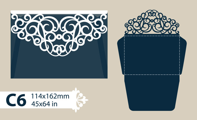 矢量的华丽镂空花纹信封设计