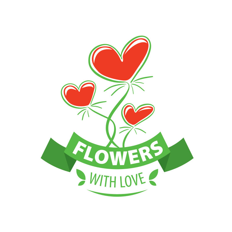 创意矢量抽象爱心花卉标志设计