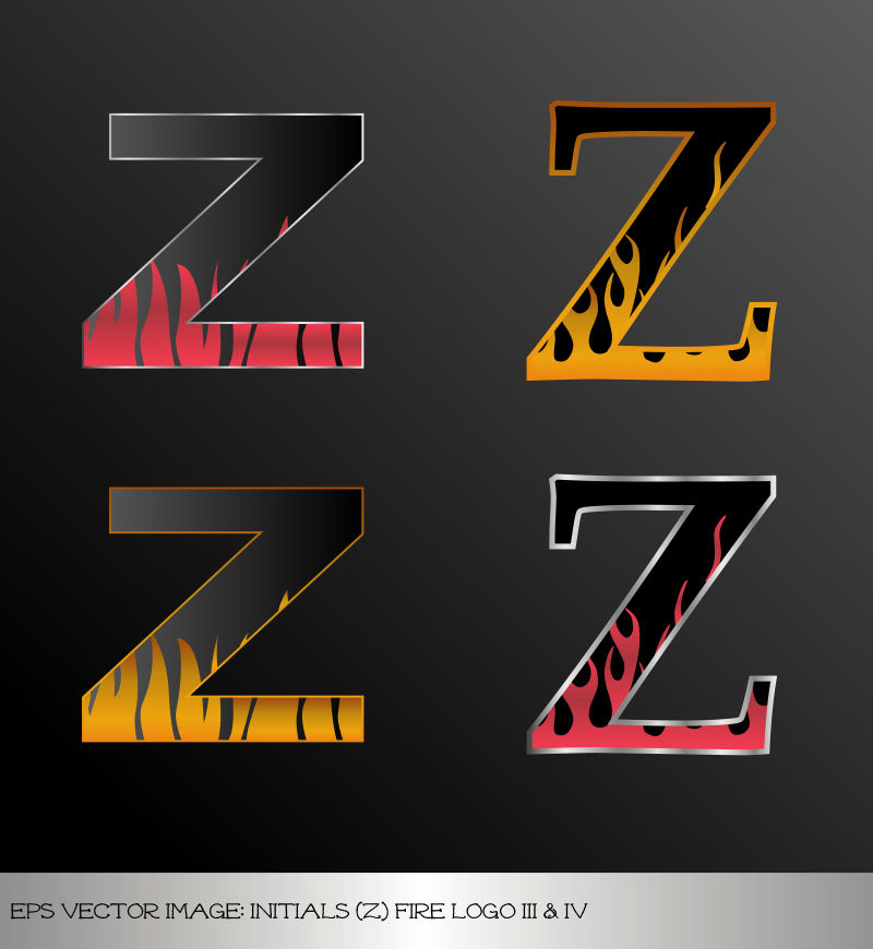 火焰纹理的Z字母矢量插图设计